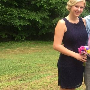 Adriana Papell Navy Lace Dress